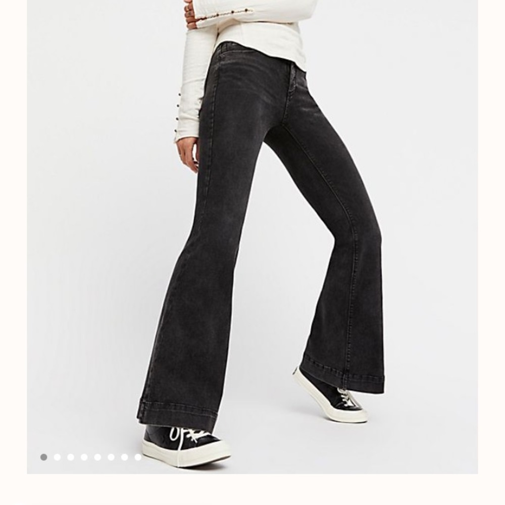Free People Low Tide Bell Bottom Jeans in Black